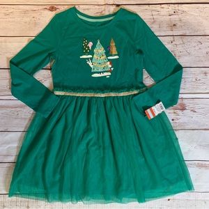 NWT Girl’s Cat & Jack Knit Christmas Dress w/tulle skirt size 10/12